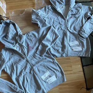 Awesome New Mother/Daughter Pink Ribbon Zip Up Sweat Jackets - Sz XL